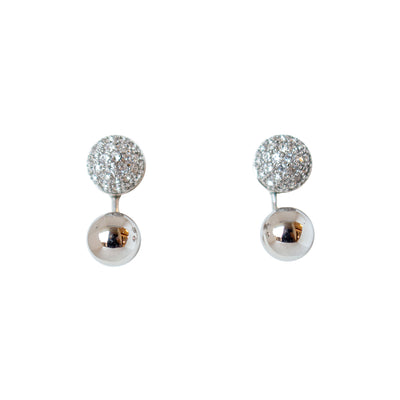 حلق فوسيل فضي مع كريستالالزيركونيا 2 في 1