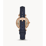 Fossil Carlie Women's Mini Three-Hand Navy Leather Watch