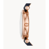 Fossil Carlie Women's Mini Three-Hand Navy Leather Watch