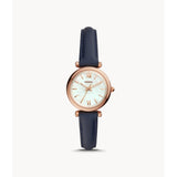 Fossil Carlie Women's Mini Three-Hand Navy Leather Watch