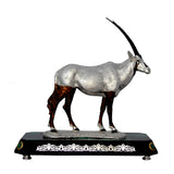 Goldline New Silver Oryx With Wood Malachite Base