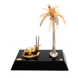 Goldline Lying Small Gold Oryx With Palm On Base