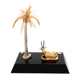 Goldline Lying Small Gold Oryx With Palm On Base