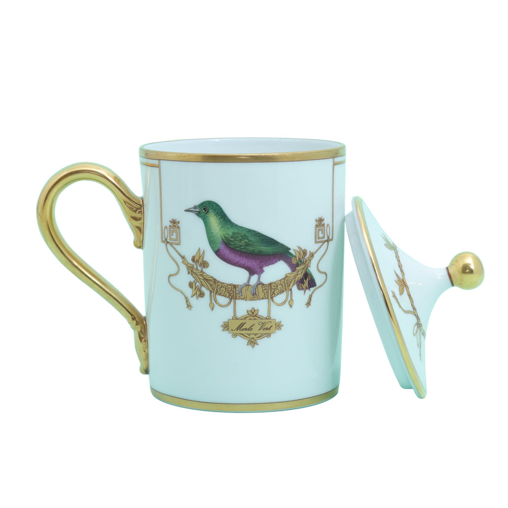 Richard Ginori Impero Voliere Geai Kit Mug With Cover | Drinkware Richard Ginori Impero Voliere Geai Kit Mug With Cover | Drinkware