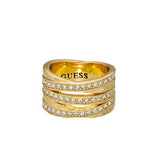 Guess Ladies Ring IP Gold Stainless Steel With Stones Size 54