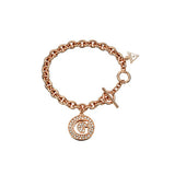 Guess Ladies Bracelet IP RG with Brand Logo Charm