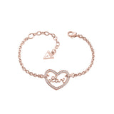 Guess Bracelet Ip Rose Gold With Stone Heart Design