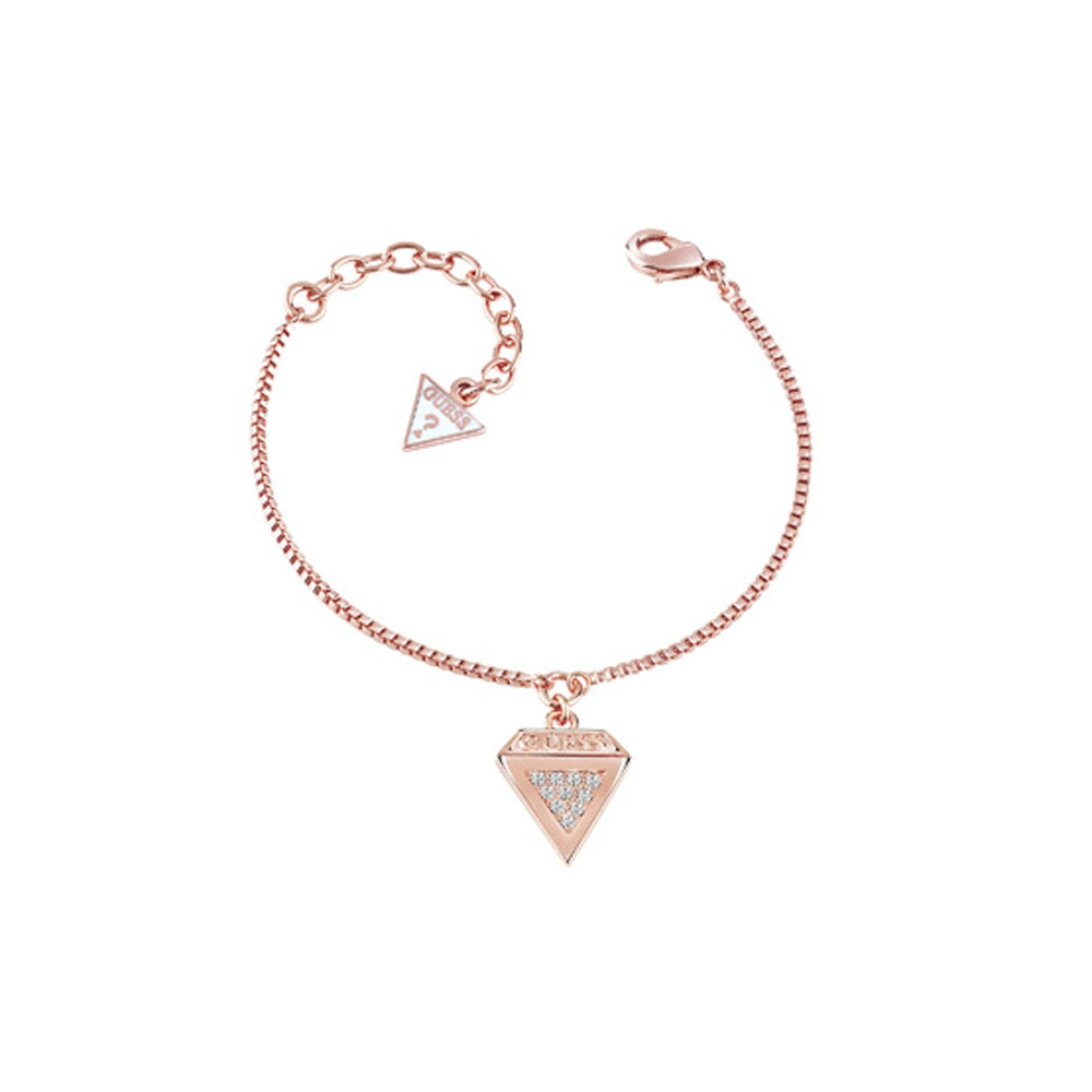Guess Bracelet Ip Rosegold With Stone & Triangle Logo Charm