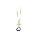 GuessÂ Necklace Ip Gold Chain With Black Ceramic Heart Pendant
