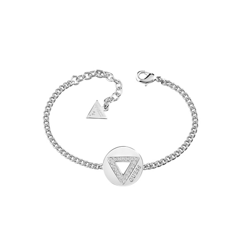 GuessÂ Bracelet Silver Color Triangle With Crystal Cut-Out On Coin