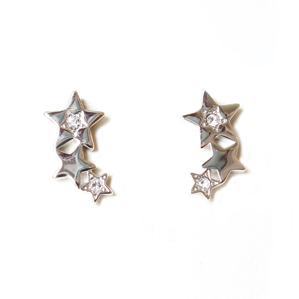 Guess Earring Silver Color Climbing Star Stud With Crystal