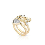 Guess Ladies Ring IP Gold Stainless Steel With Heart Shape & Stones Size 58