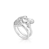 Guess Ladies Ring Stainless Steel With Heart Shape & Stones Size 54
