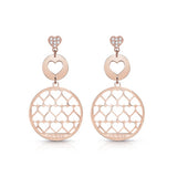Guess Ladies Earring IP RG Stainless Steel With Heart Shape Designs & Logo