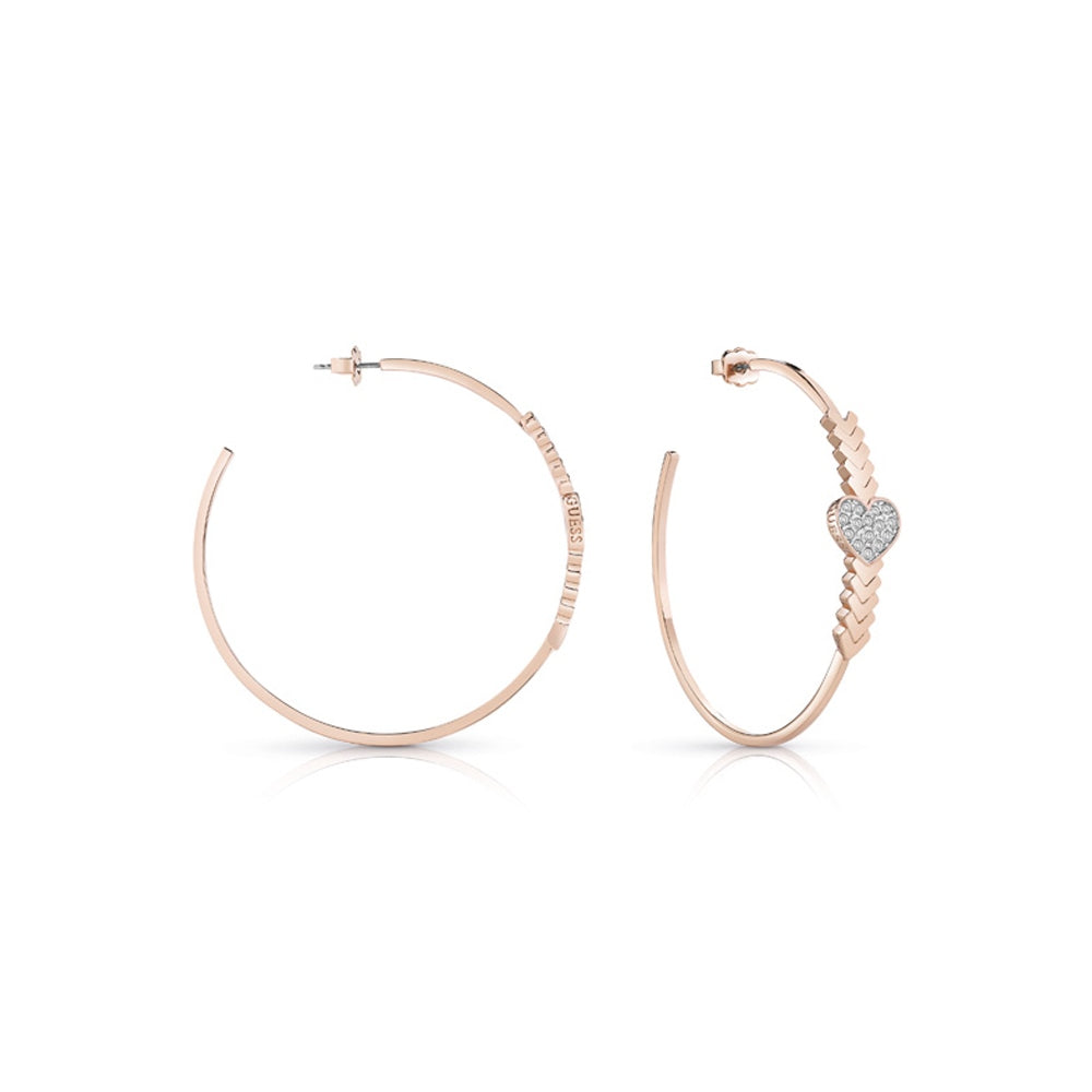 Guess Earring Ip Rosegold With Multi Arrow & Pave Hoop Design