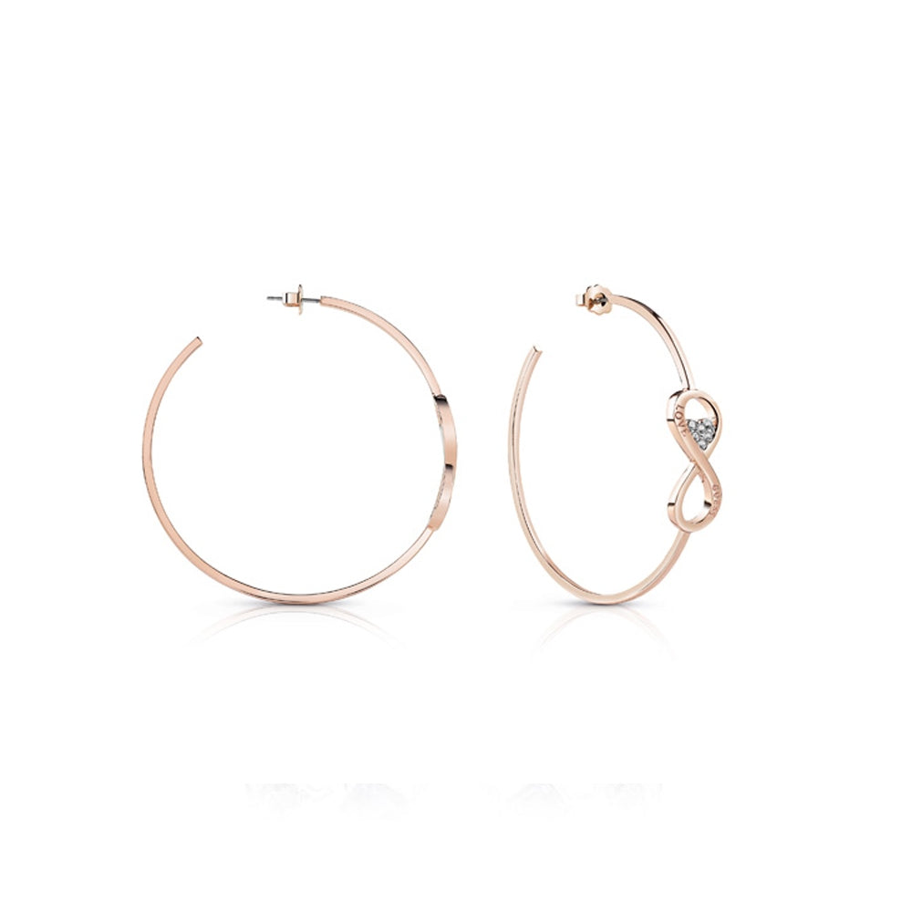 Guess Earring Ip Rosegold Crystal With InfinityÂ & Heart Hoops Design