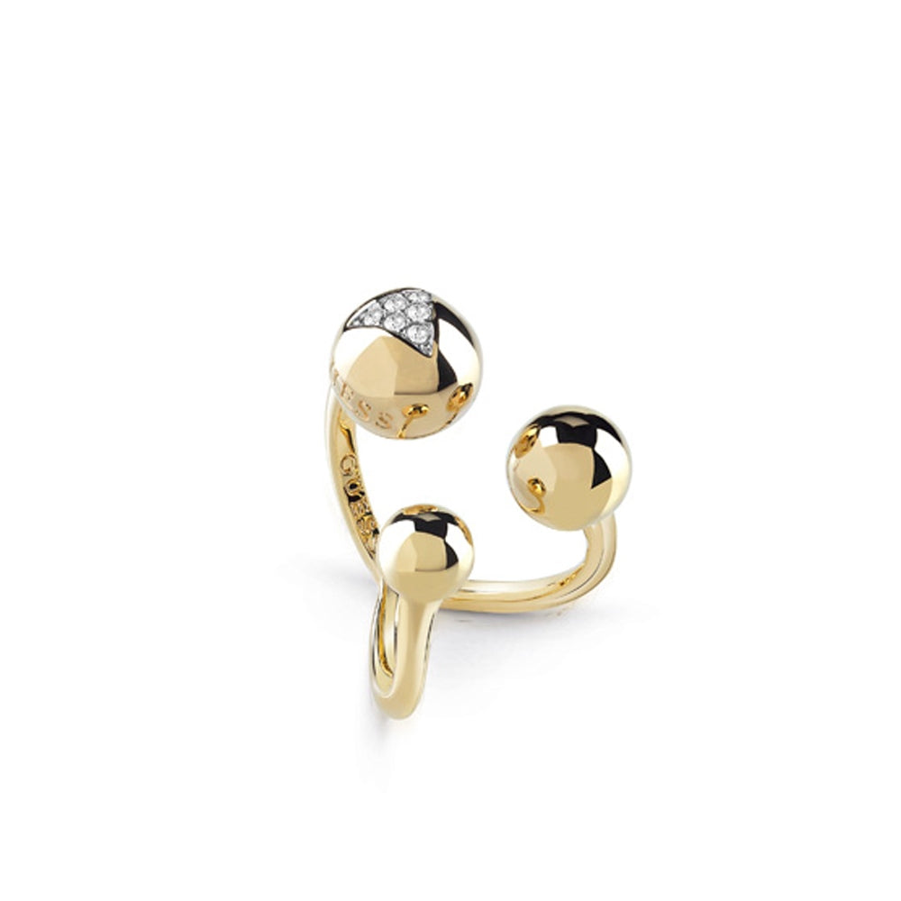 GuessÃ¢Â Ring Ip Gold Open Style With Stone & Three Beads Size 7