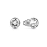 GuessÂ¬â€ Earring Silver Color With Round Crystal Studs Design