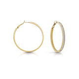 GuessÂ Earring Ip Gold 50Mm Front Crystal Pave Hoops