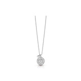 Guess Necklace Silver Color Peony Coin Charm With Crystal