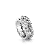 Guess Ring Two-Rows & Crystal With Beads Design Size 7