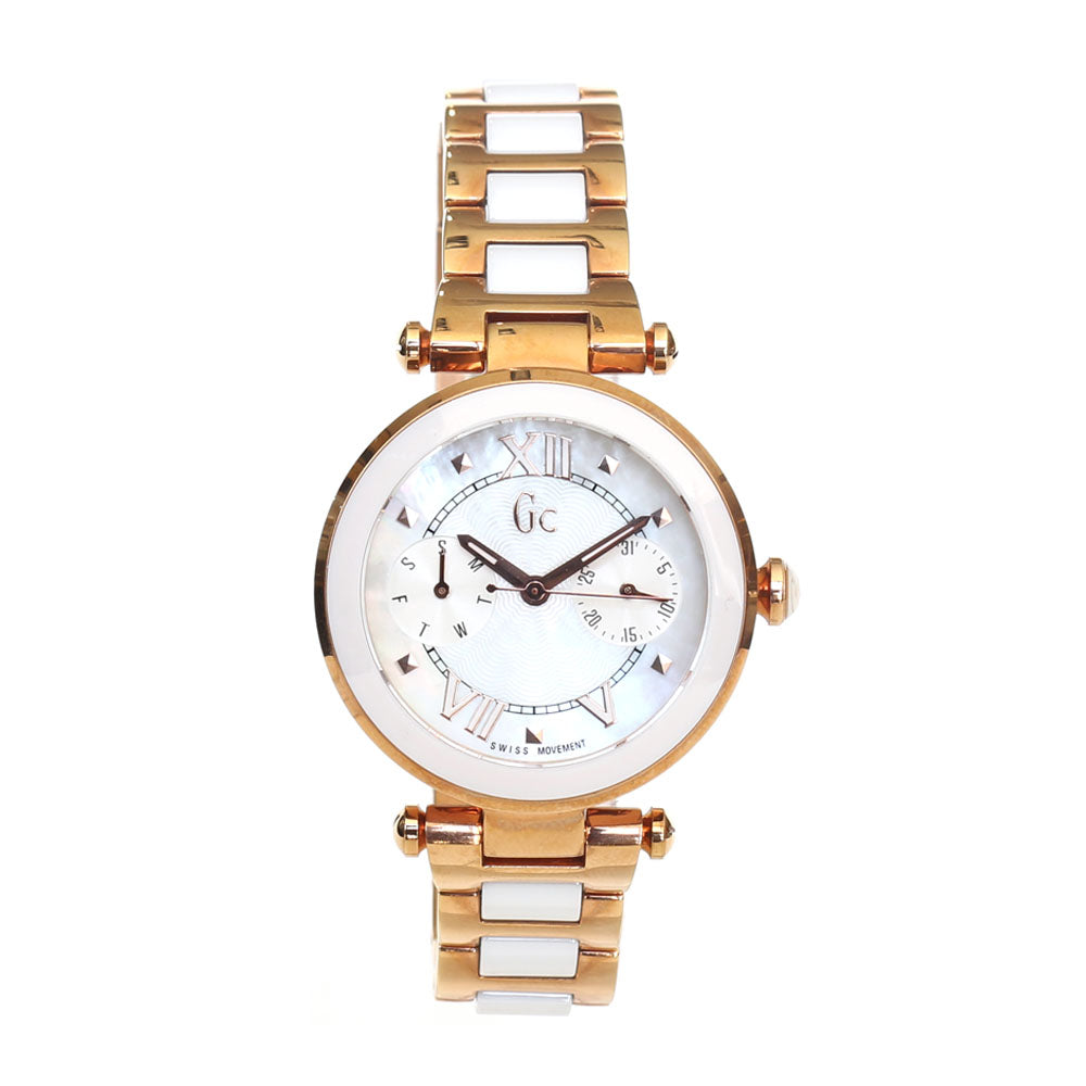 Gc Ladies Satinless Steel Watch With White DialÂ 