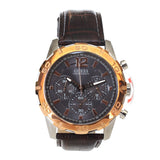 Guess Men'S Stainless Steel Chronograph Watch With Sun Gray Dial & Brown Leather Strap