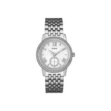 ساعة جيس نسائية من الستانلس ستيل مع ميناء فضية و سوار معدني