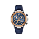 Gc Men'S Stainless Steel Chronograph Watch With Blue Dial & Blue Leather Strap