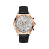Gc Men's Chronograph IP RG Watch With White Dial & Black Leather Strap