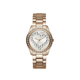 Guess Ladies Ip Rose Gold Watch With Sun White Dial & Heart Shape Crystal