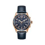 Gc Men'S 44Mm Chronograph Watch With Rose Gold Pvd Case & Blue Dial
