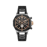 Gc Men'S 43 Mm Chronograph Watch With Black Carbon Fiber Dial & Black Silicone Strap