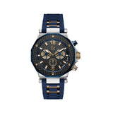 Gc Men's Chronograph Watch With Black Carbon Fiber Dial & Blue Silicone Strap