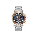 Gc Men'S Chronograph Watch Stainless Steel Case & Bracelet With Rosegold Bezel