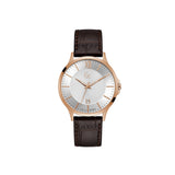 Gc Ladies Watch With Chocolate Brown Leather Strap & Silver Dial