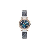 Gc Ladies Quartz Watch Silver Tone Steel Case With Blue Mother Of Pearl Dial / Swarovski Stones On Bracelet