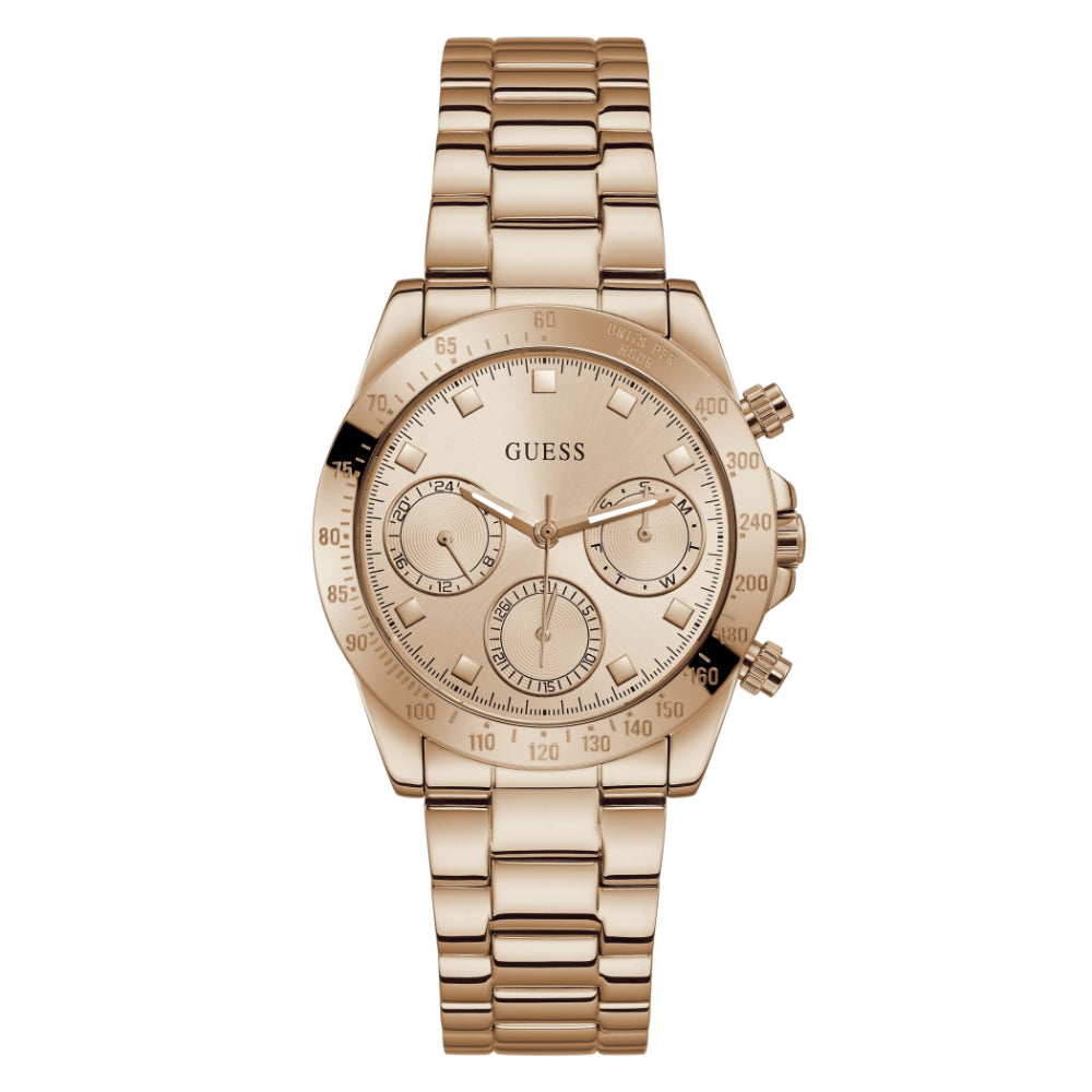 Gold Coloured Guess Damenuhr Rosa GUESS Ladies Gold Tone Analog