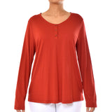 قميص هانرو هينلي للنوم باكمام طويلة احمر صدئ مقاس L