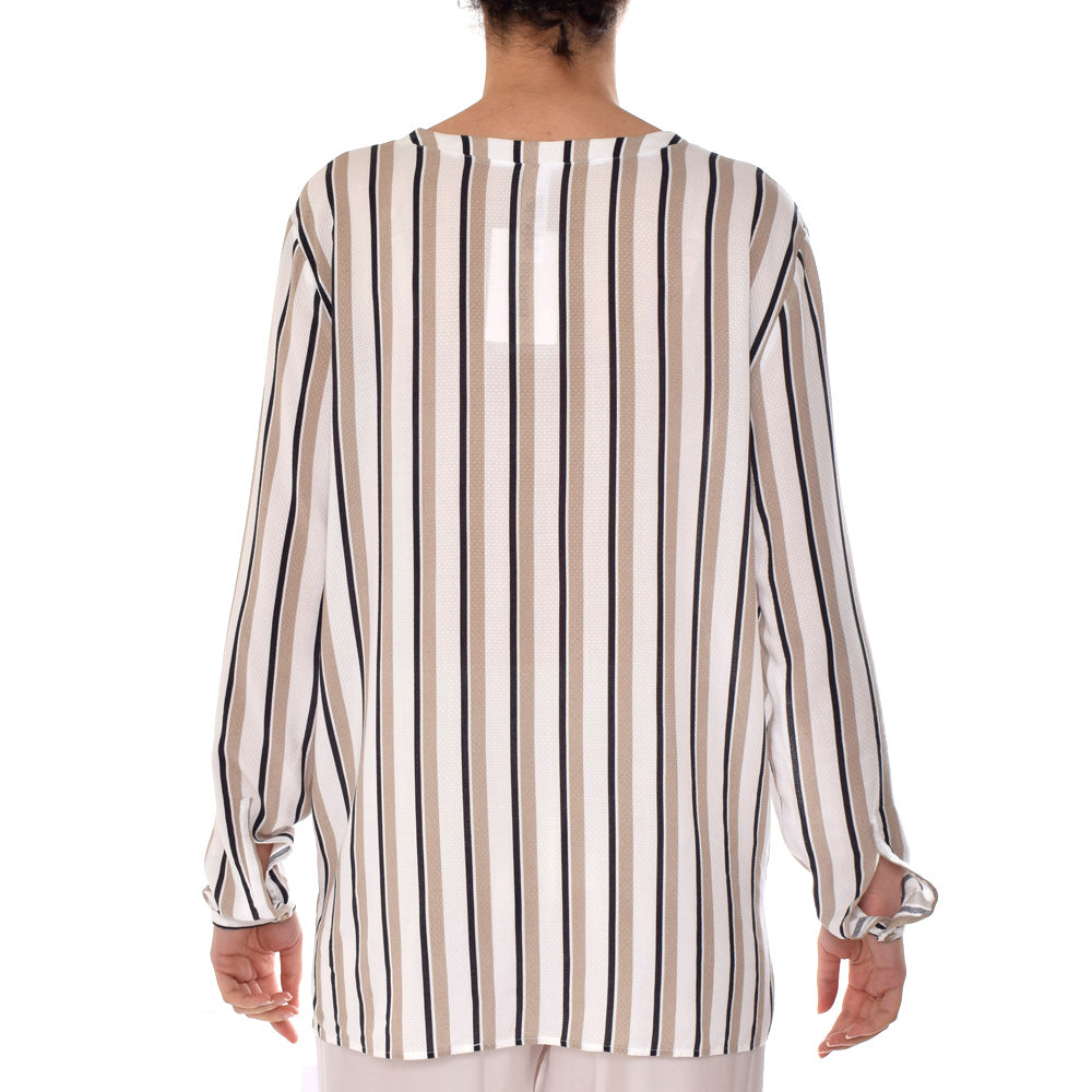 Hanro Sleep And Lounge Woven Long Sleeves Shirt Pastel Stripe