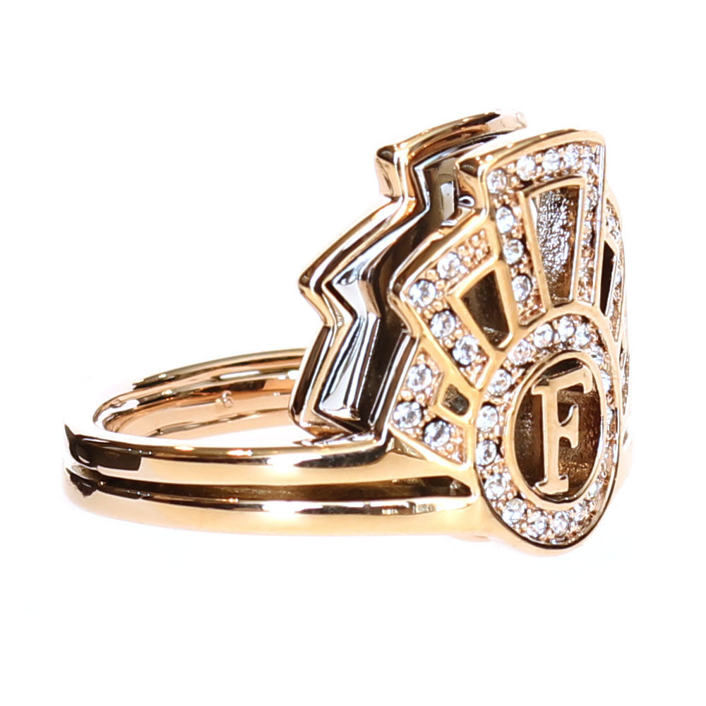 Ferre Milano Ring Ip Rose Gold With Stones Size 6
