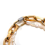 Rebecca Bronze Necklace Gold Color With Stones And Pearls
