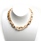 Rebecca Bronze Necklace Gold Color With Stones And Pearls