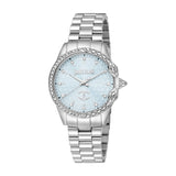 Just Cavalli Women's Watch, Silver Color Case, Light Blue Dial, Stainless Steel Metal Bracelet
