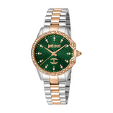 Just Cavalli Women's Two Tone Silver & Rose Gold Watch with Dark Green Dial