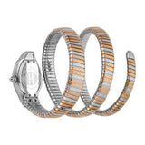 Just Cavalli Women Watch, Two Tone Rose Gold & Black Color Case, Silver Dial, Two Tone Silver & Rose Gold Color Stainless Steel Metal Bracelet