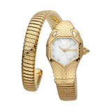 Just Cavalli Women Watch, Gold Color Case, Silver Dial, Gold Color Stainless Steel Metal Bracelet