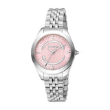Just Cavalli Women's Silver Watch with Light Pink Dial and Stainless Steel Bracelet