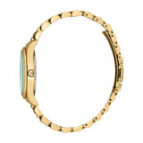 Just Cavalli Women's Gold Color Watch with Turquoise Dial and Gold Color Metal Bracelet