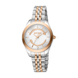 Just Cavalli Women's Two Tone Silver & Rose Gold Color Watch with Silver Dial